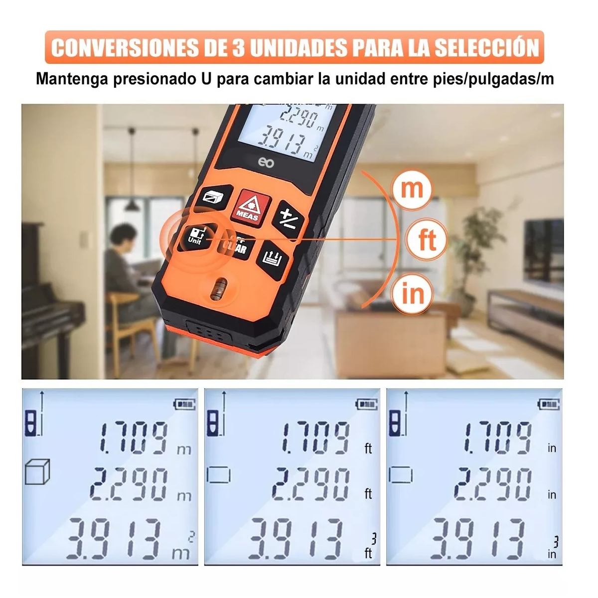 Foto 3 pulgar | Telemetro Medidor Laser Distanciometro Eo Safe Imports Esi-5181-1 Naranja