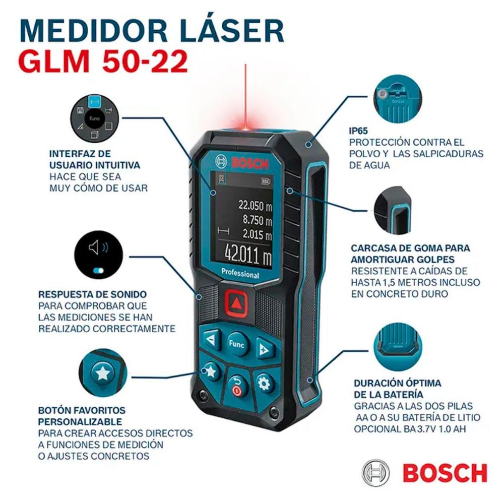 Foto 5 pulgar | Telemetro Laser Rojo Bosch Glm 50-22