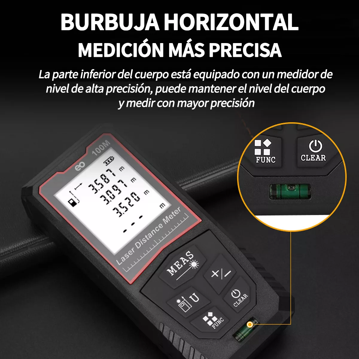 Foto 5 pulgar | Telémetro Láser Medidor De Distancia Distanciómetro De 100 M Eo Safe Imports Esi-11022-1 Negro