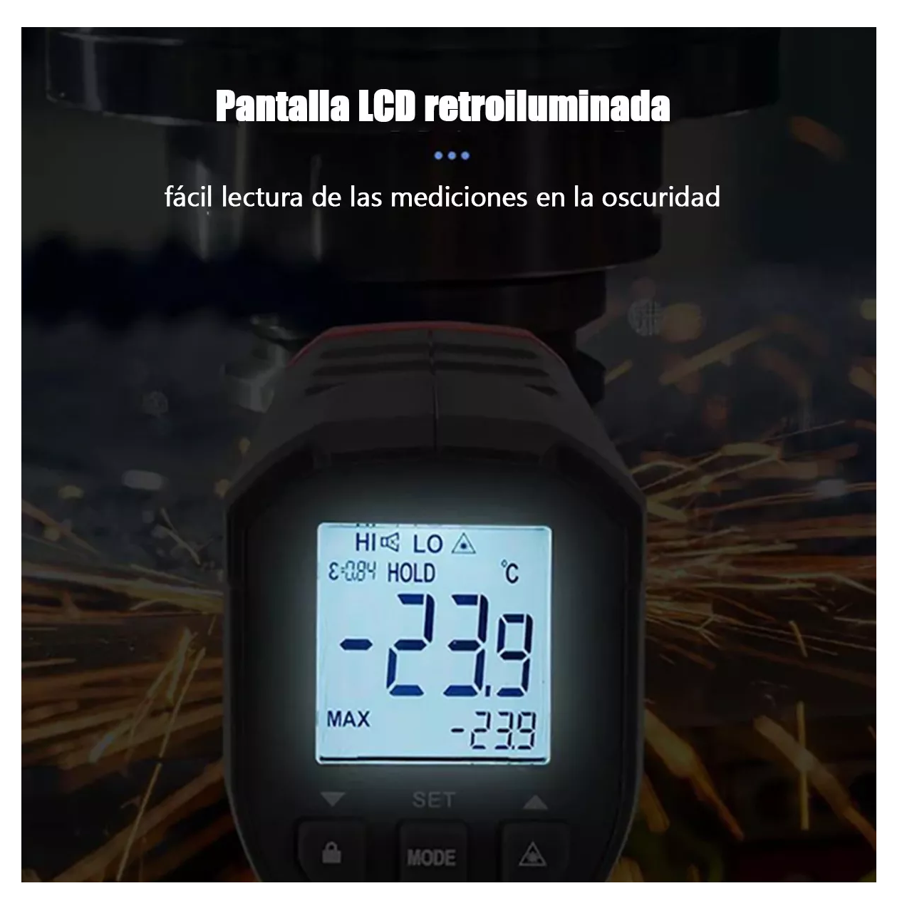 Foto 5 | Termometro Infrarrojo Industrial Lab.g Punto Láser Redondo
