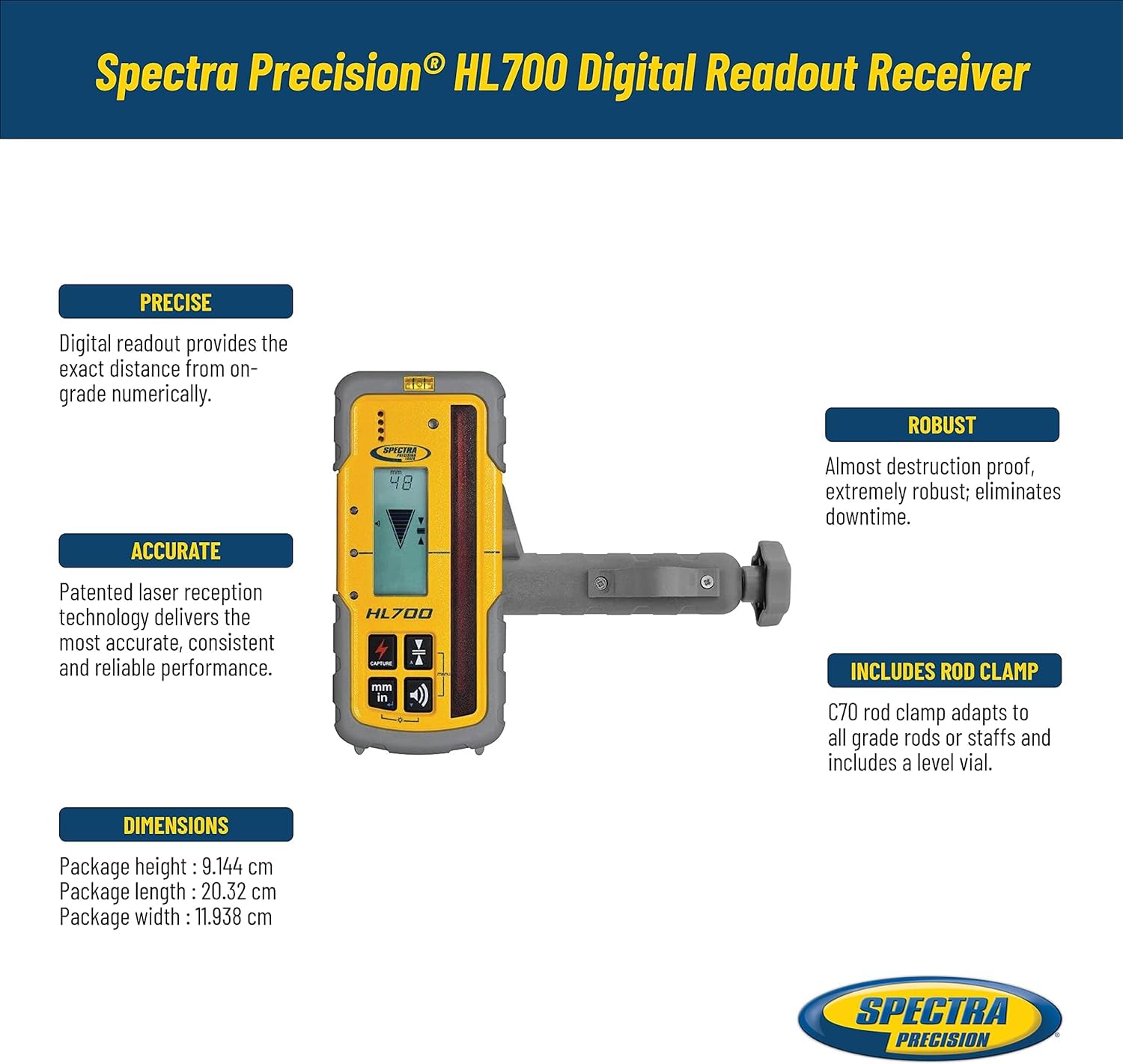 Foto 2 | Receptor De Lectura Digital Spectra Precision Hl700 Resistente Al Agua - Venta Internacional.