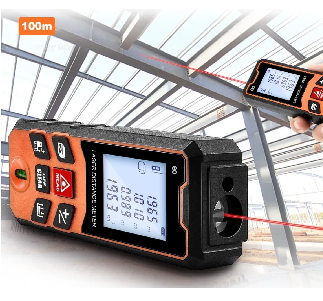 Foto 4 pulgar | Telemetro Medidor Laser Distanciometro Eo Safe Imports Esi-963-1 Naranja