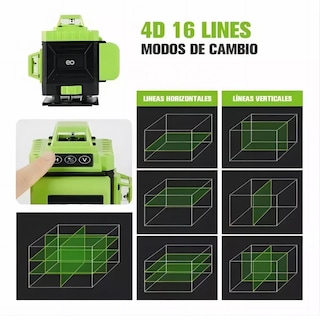 Foto 2 | Niveles Láser 3° Autonivelante 4d Con 2 Baterías 16 Líneas Eo Safe Imports Esi-12928-1 Multicolor