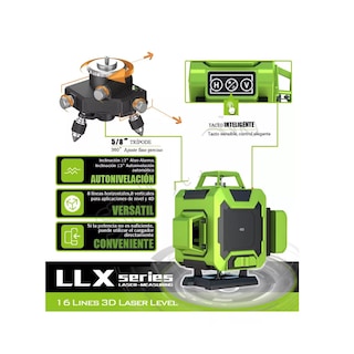 Foto 3 | Nivel Laser Verde 4d 16 Líneas Autonivelante 2 Baterías Estuche Eo Safe Imports Esi-11029-1 Multicolor