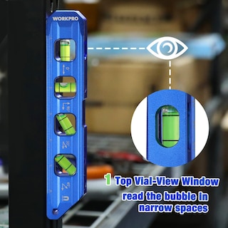 Foto 6 | Torpedo Level Workpro (aleación Magnética De Aluminio, 20 Cm), Color Azul - Venta Internacional.