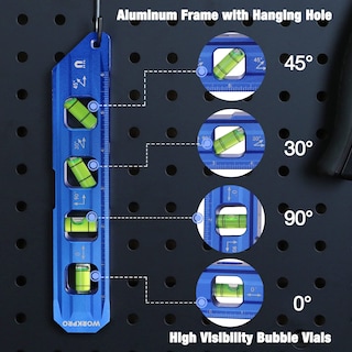 Foto 7 | Torpedo Level Workpro (aleación Magnética De Aluminio, 20 Cm), Color Azul - Venta Internacional.