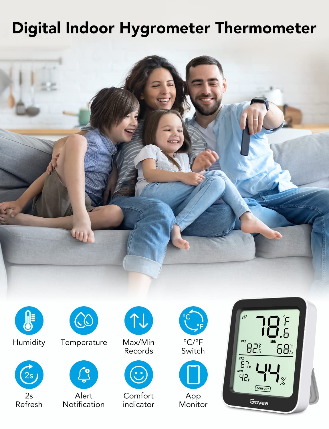 Foto 3 pulgar | Higrómetro Termómetro Govee Indoor Bluetooth, Paquete De 3, Negro - Venta Internacional.
