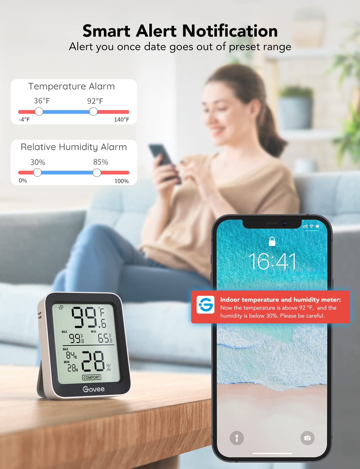 Foto 4 | Higrómetro Termómetro Govee Indoor Bluetooth, Paquete De 3, Negro - Venta Internacional.