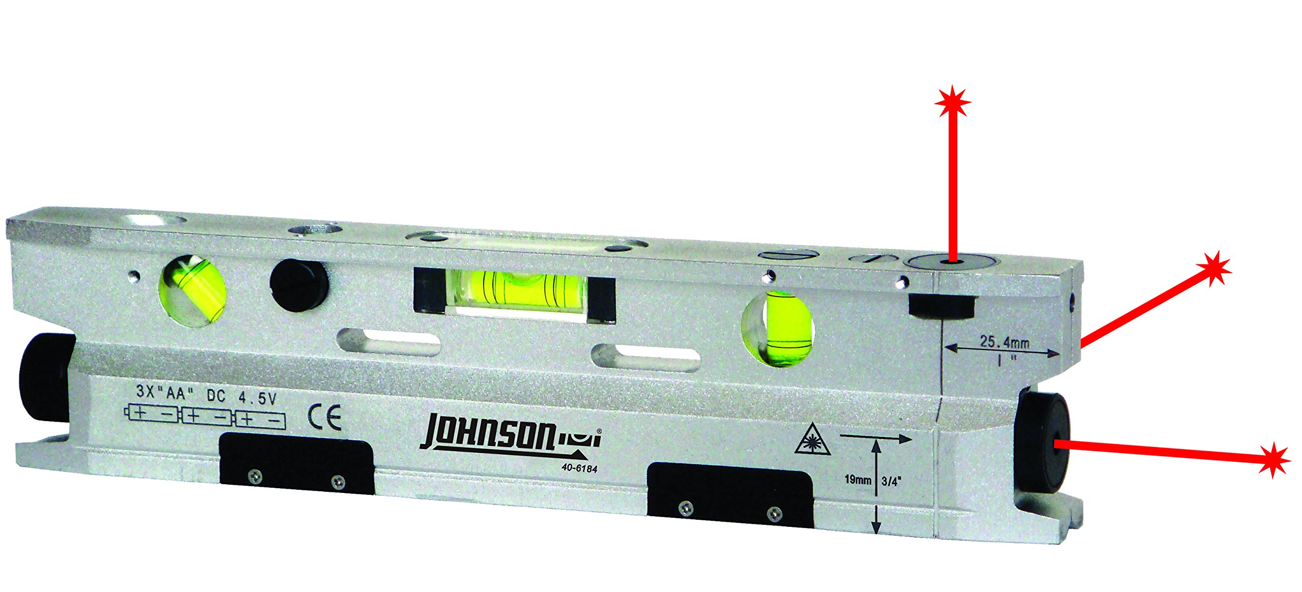 Foto 4 pulgar | Torpedo Laser Level Johnson Level & Tool 40-6184 Plateado/negro - Venta Internacional.