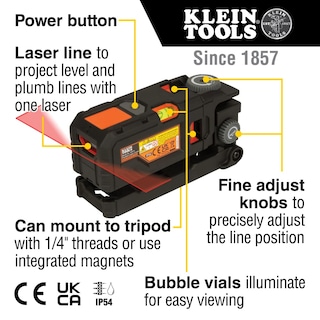 Foto 2 | Nivel Láser De Bolsillo Klein Tools 93ptl Con 3 Frascos De Burbujas - Venta Internacional.