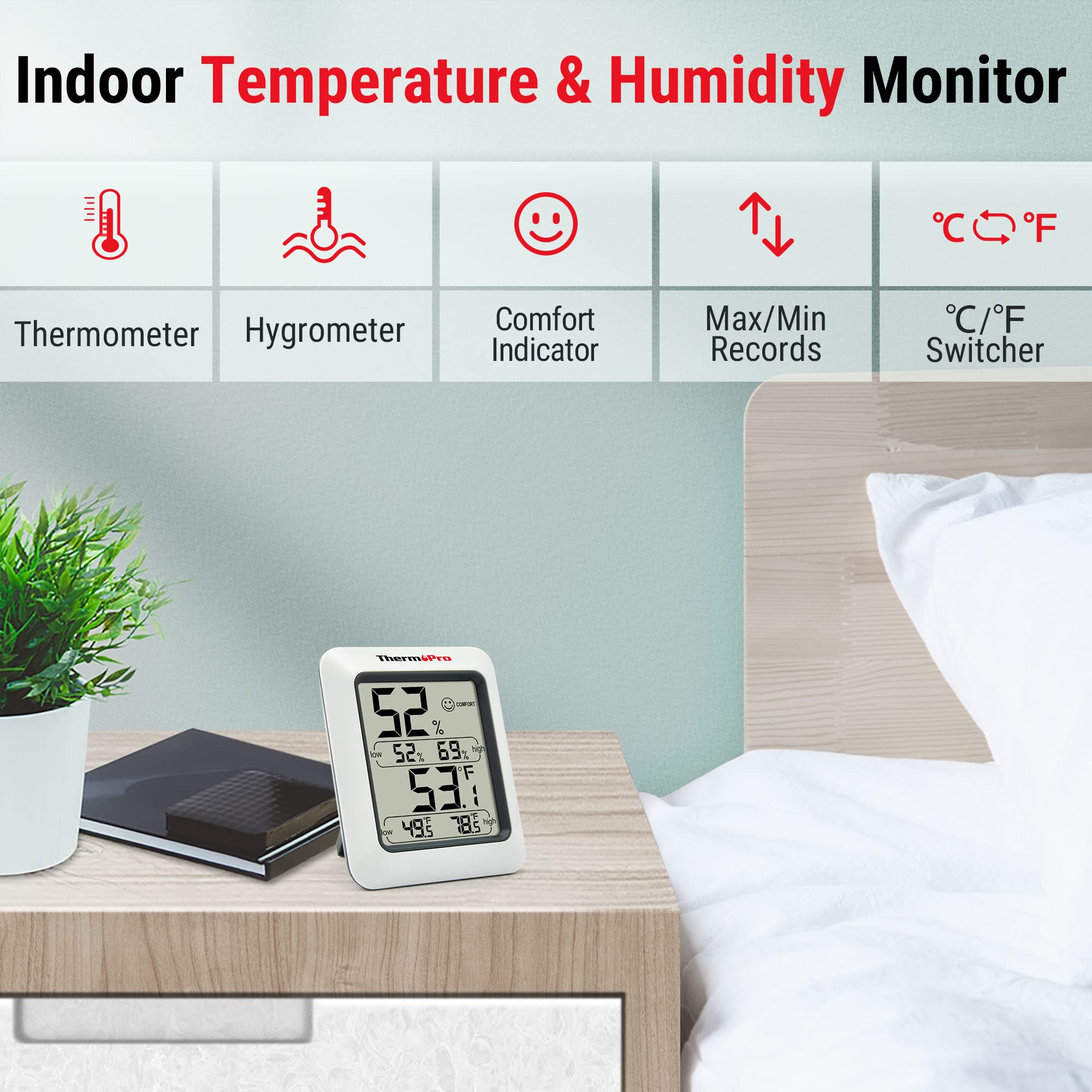Foto 3 pulgar | Higrómetro Digital Para Interiores Thermopro Tp50 - Venta Internacional.