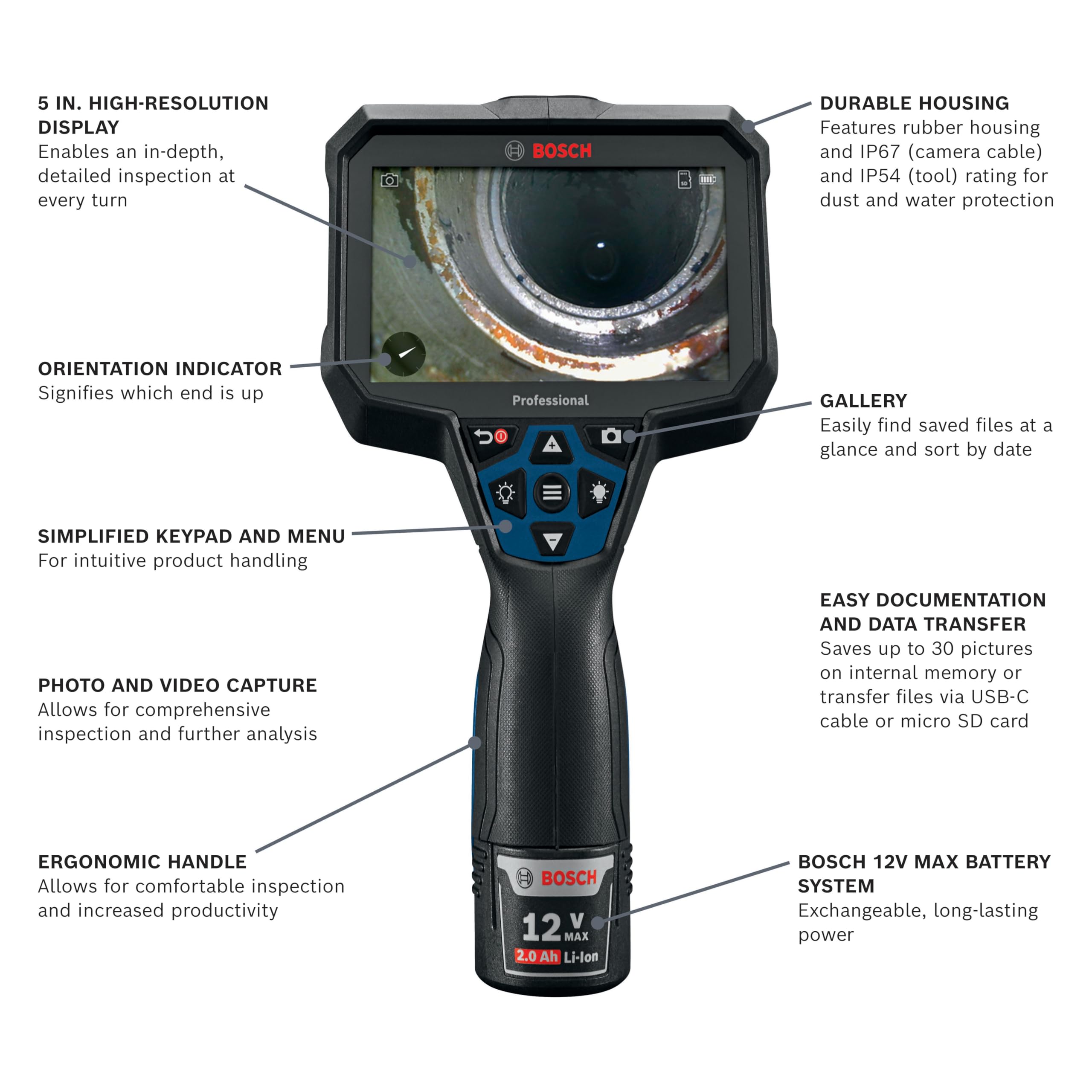Foto 3 pulgar | Cámara De Inspección Con Boroscopio Bosch Gic5-27c Professional - Venta Internacional.