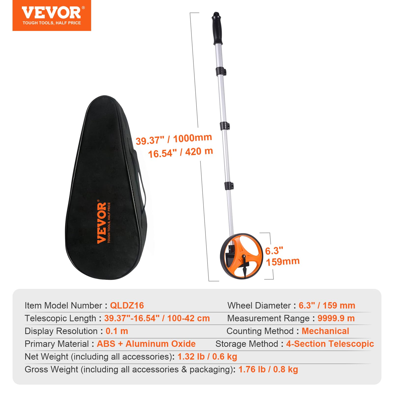 Foto 8 pulgar | Rueda De Medición Vevor 16 Cm De Diámetro De Rueda 100-42 Cm Measure - Venta Internacional.