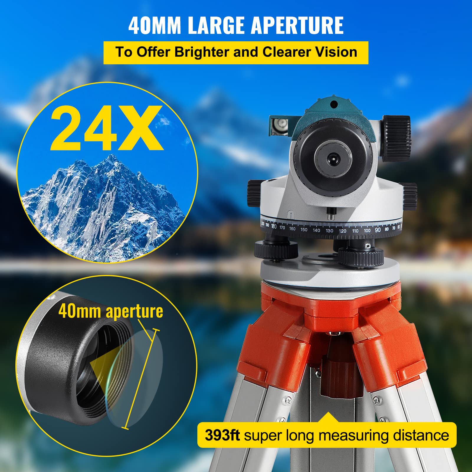 Foto 4 pulgar | Nivel Óptico Vevor Automatic 24x De Alta Precisión Ip54 - Venta Internacional.