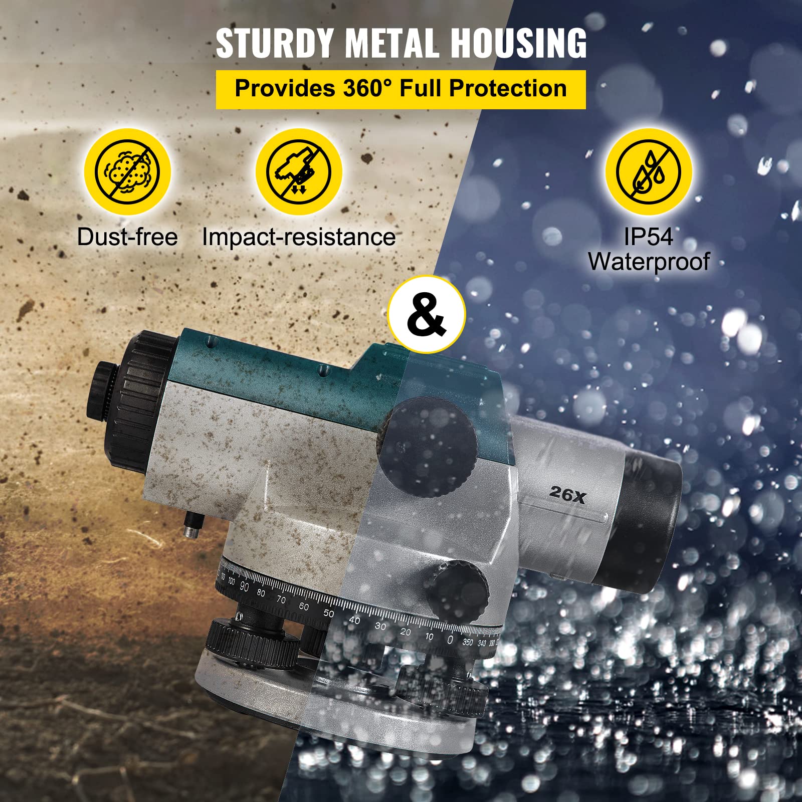 Foto 6 pulgar | Kit De Nivelación Automática Vevor De Nivel Óptico 26x, Ip54, Impermeable - Venta Internacional.