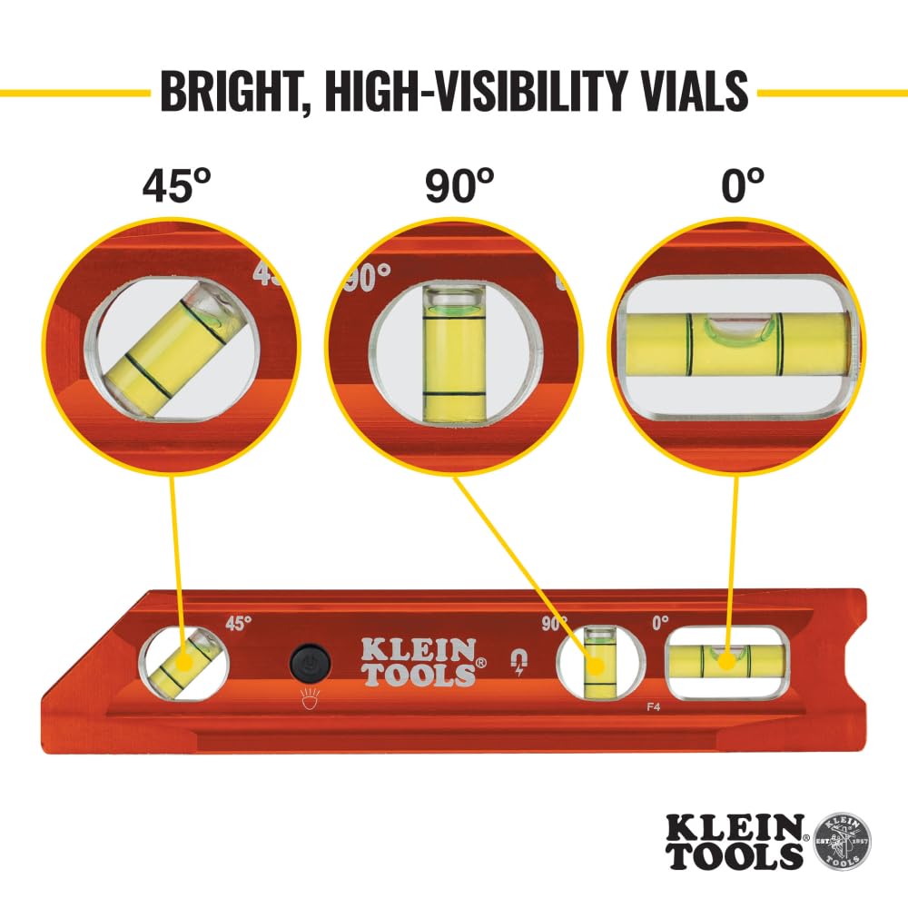 Foto 4 pulgar | Torpedo Level Klein Tools 935rblt De 23 Cm Con Viales Led E Imán - Venta Internacional.