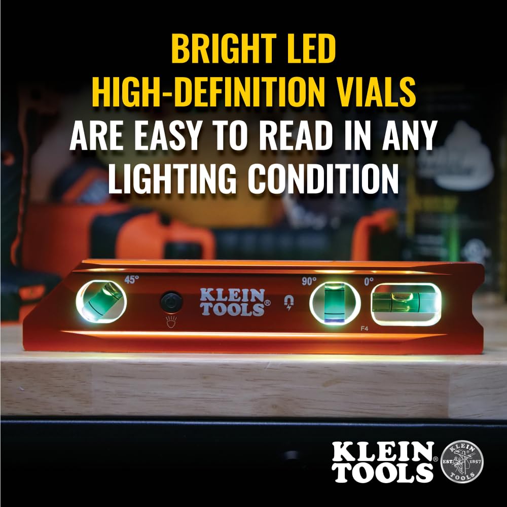 Foto 6 pulgar | Torpedo Level Klein Tools 935rblt De 23 Cm Con Viales Led E Imán - Venta Internacional.