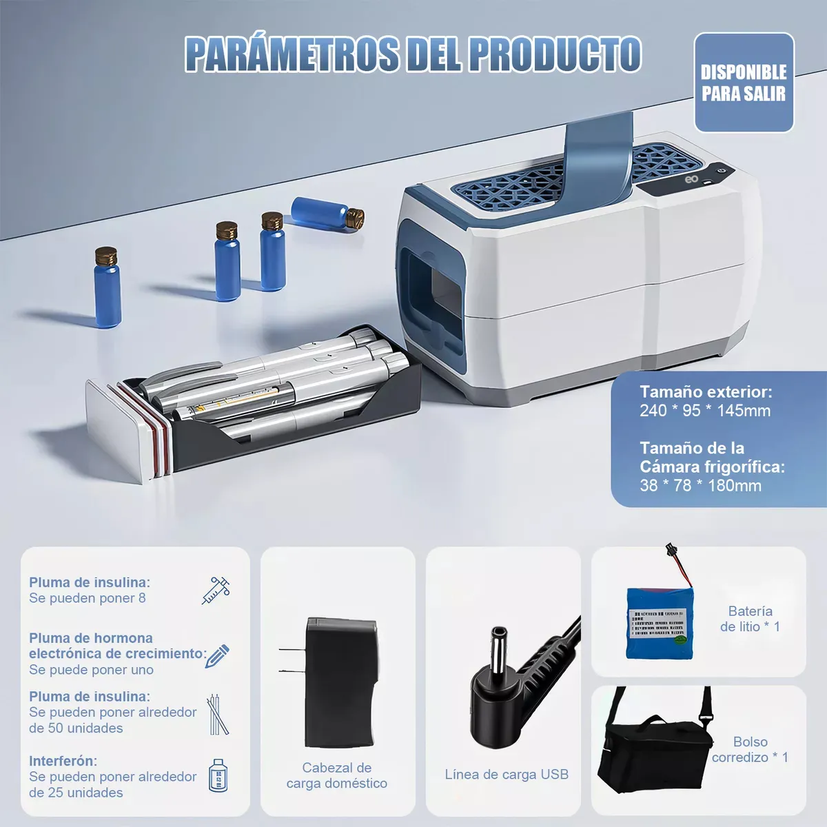 Foto 2 | Enfriador De Insulina Portátil Mini Refrigerador Eo Safe Imports Esi-19419 Multicolor