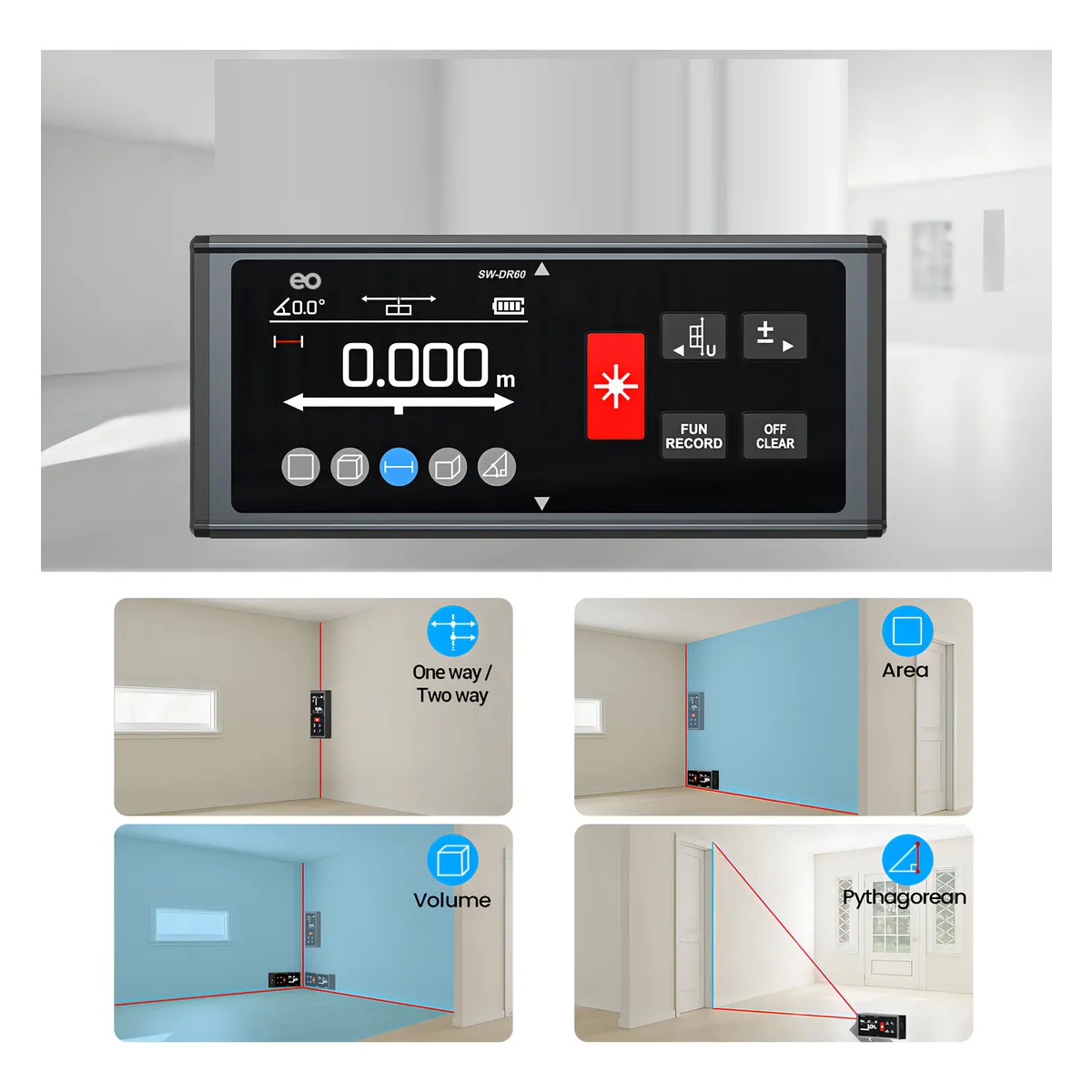 Foto 5 pulgar | Telémetro Láser Bilateral, Medidor Laser De Distancia 120m Recargable Usb Eo Safe Imports   Esi-19420 Negro