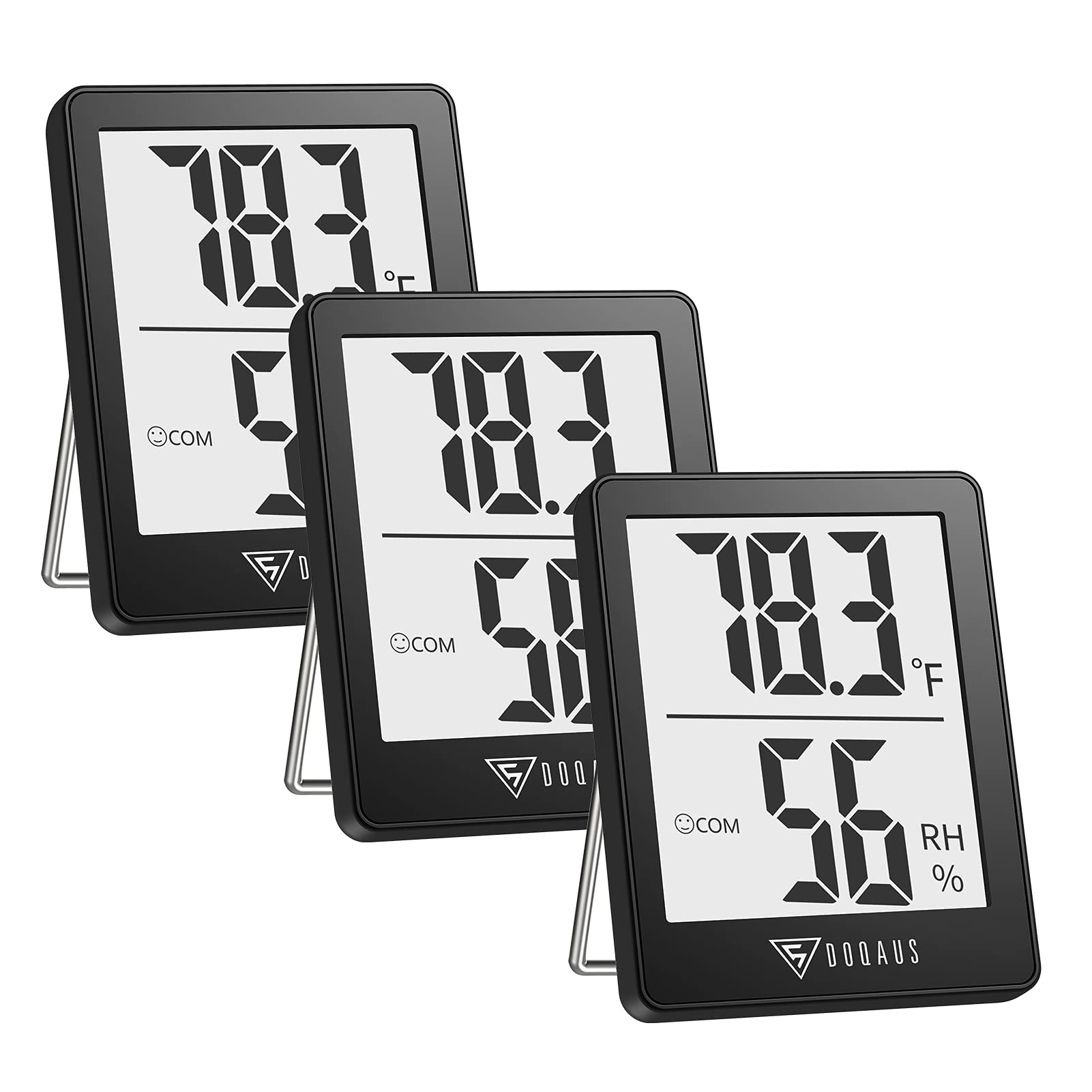 Foto 1 | Higrómetro Digital Para Interiores Doqaus, Paquete De 3, Negro - Venta Internacional.