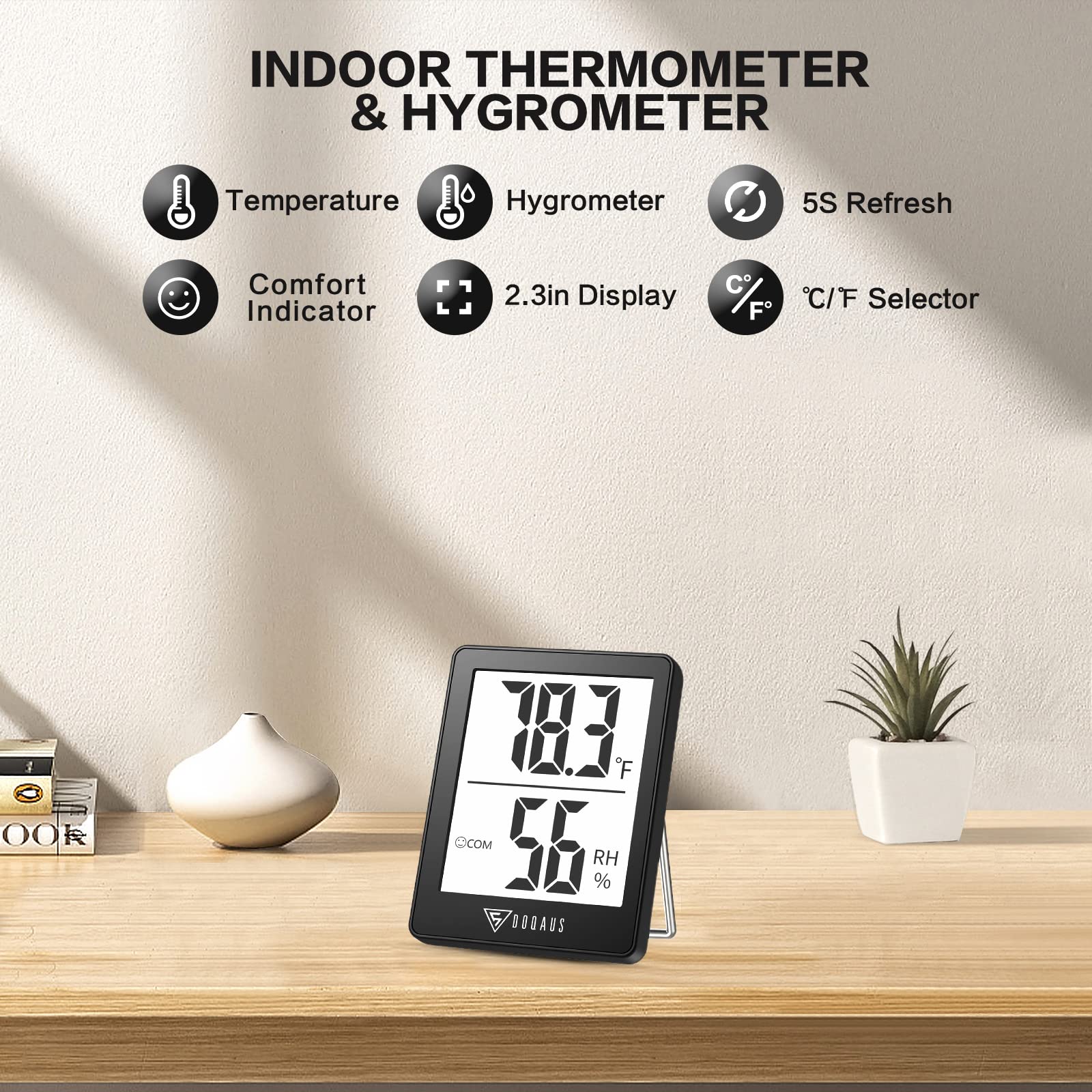 Foto 3 pulgar | Higrómetro Digital Para Interiores Doqaus, Paquete De 3, Negro - Venta Internacional.