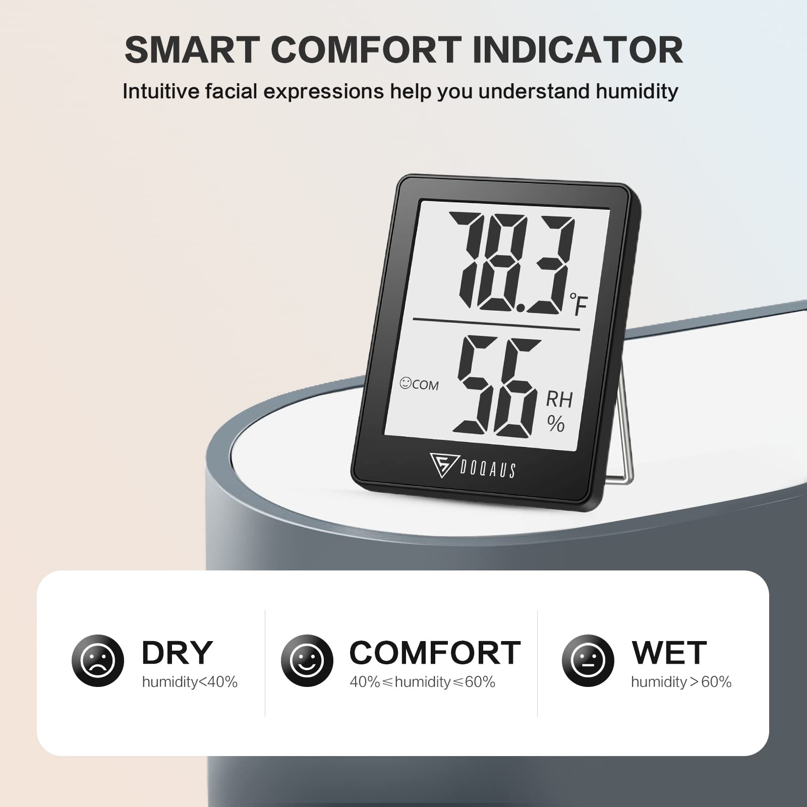 Foto 4 | Higrómetro Digital Para Interiores Doqaus, Paquete De 3, Negro - Venta Internacional.