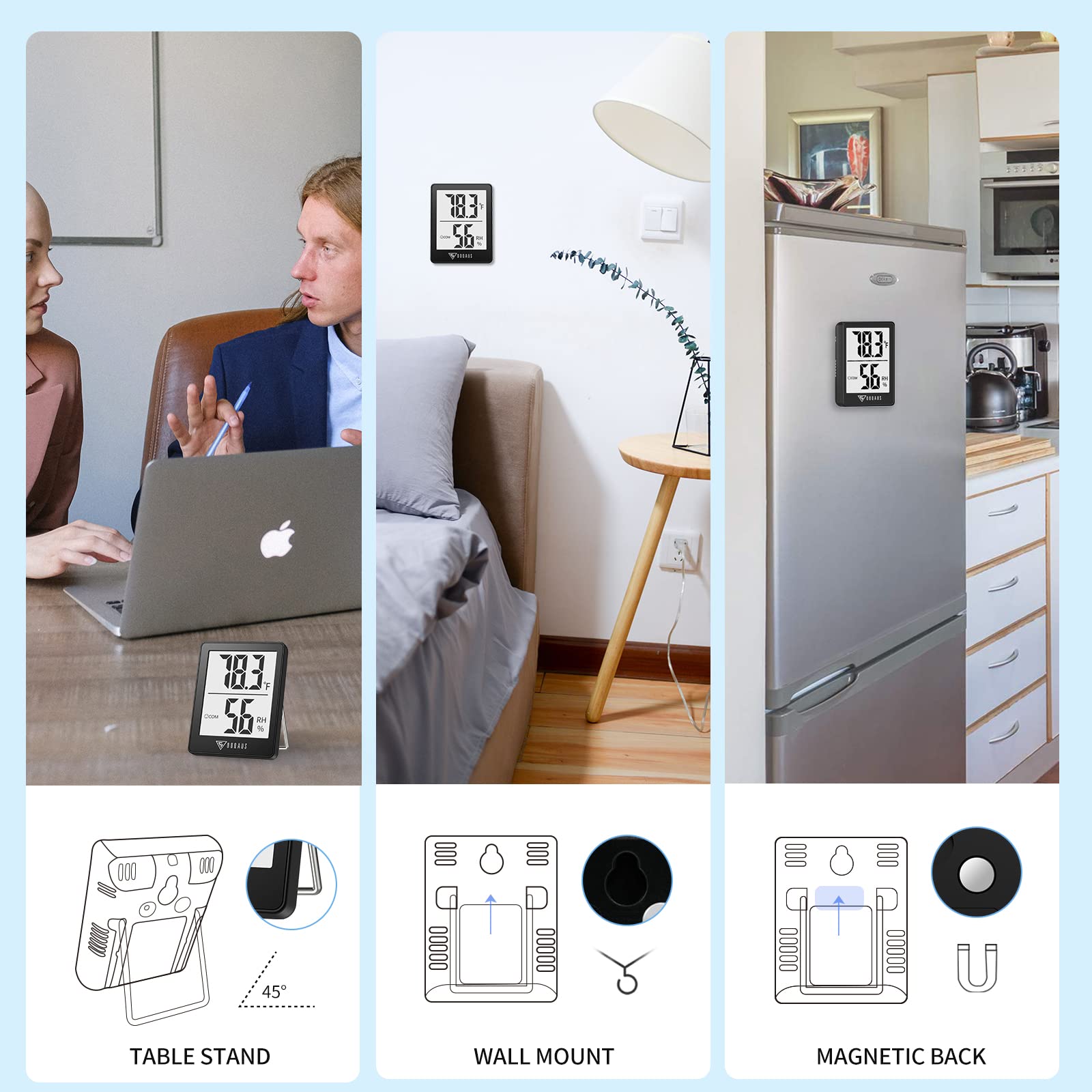 Foto 5 | Higrómetro Digital Para Interiores Doqaus, Paquete De 3, Negro - Venta Internacional.