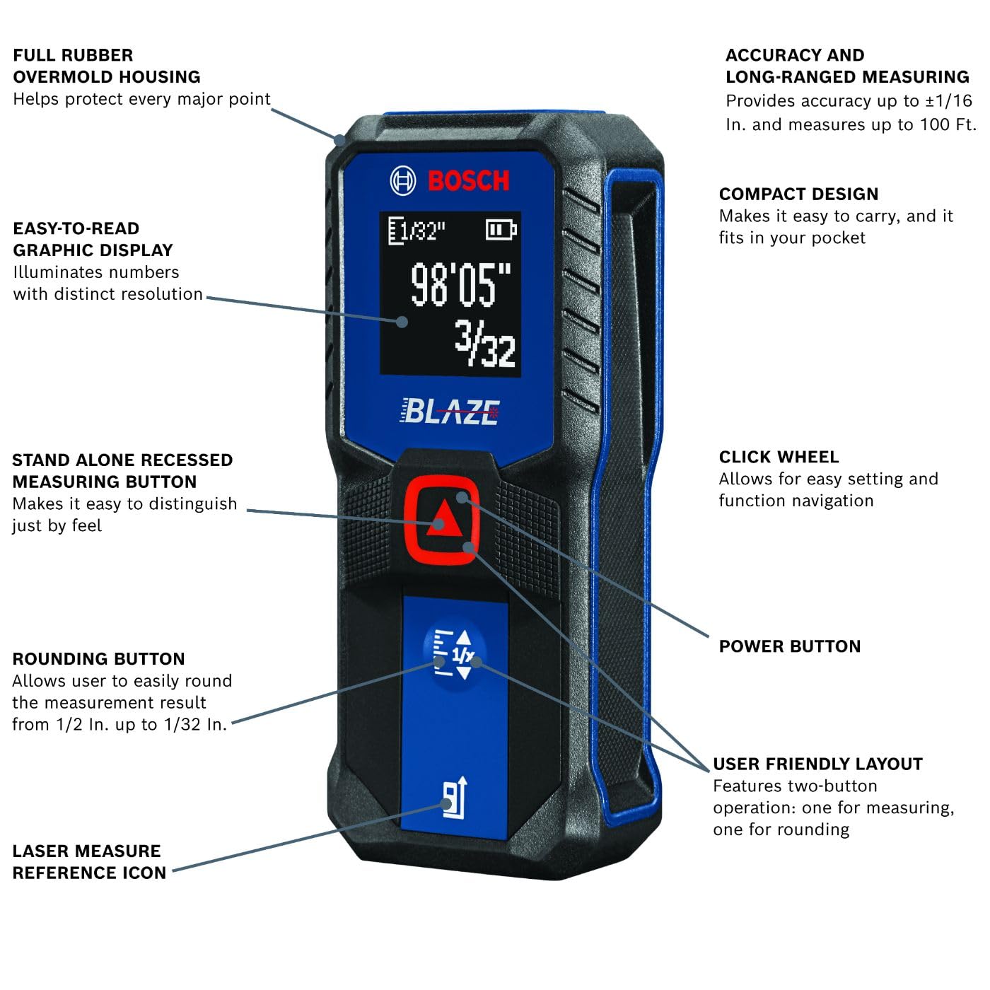 Foto 2 | Medidor De Distancia Láser Bosch Glm100-23 30 M Con 2 Pilas Aa - Venta Internacional.