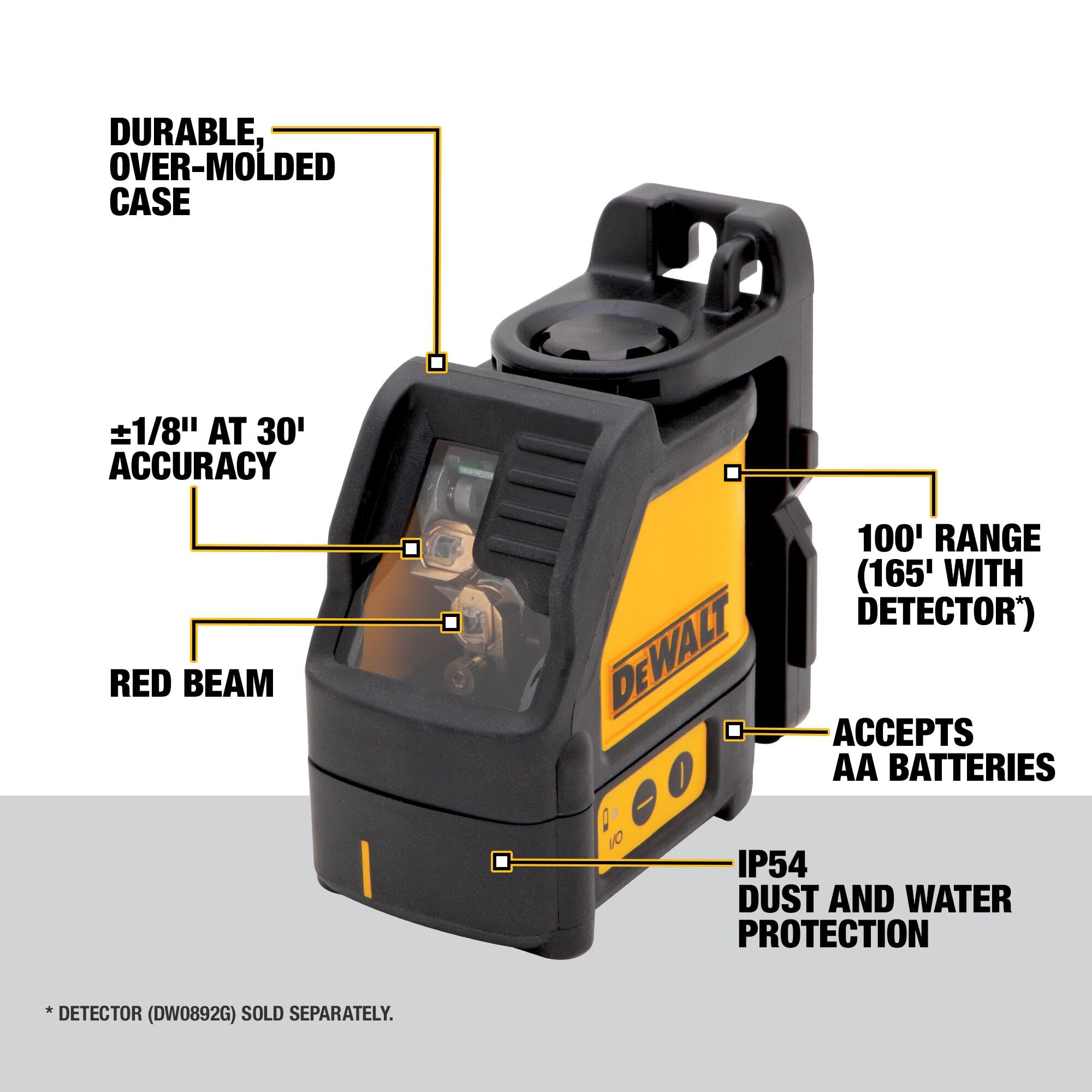 Foto 3 pulgar | Line Laser Dewalt Dw088k, Línea Cruzada, Autonivelante, Haz Rojo - Venta Internacional.