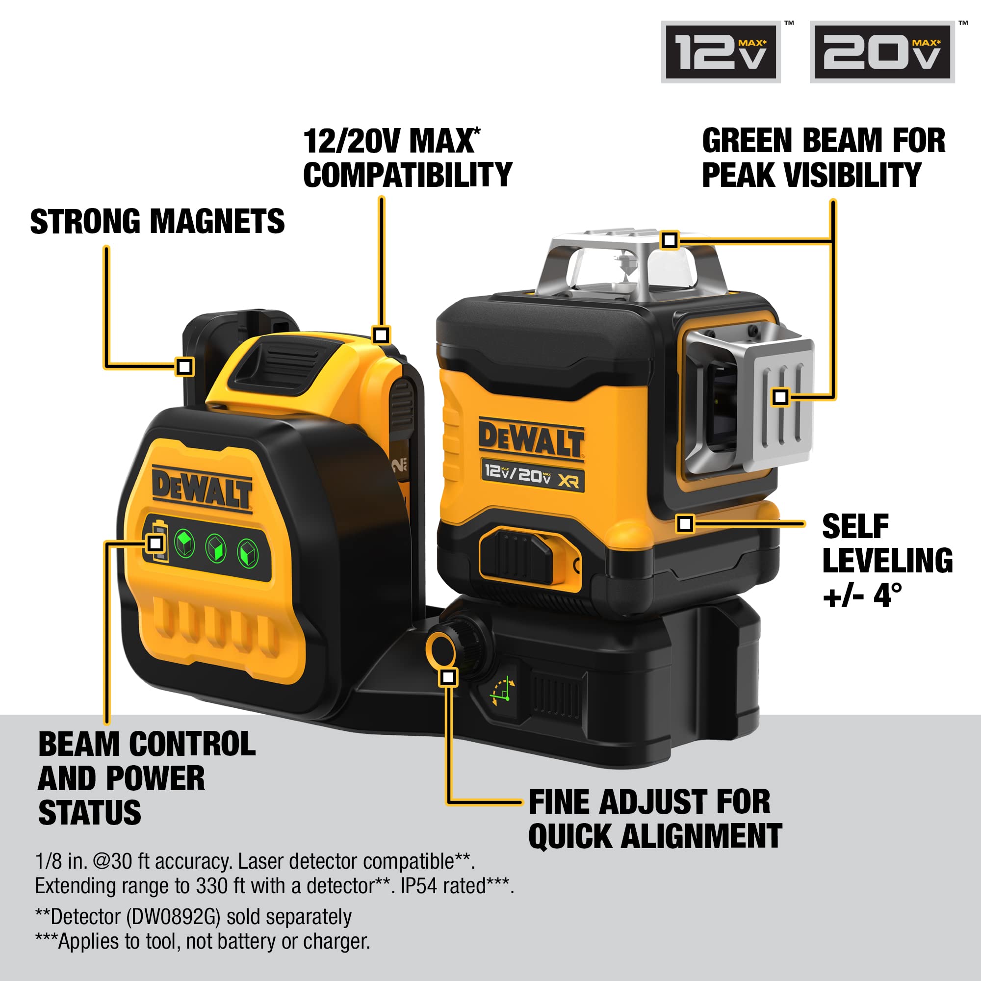 Foto 3 pulgar | Nivel Láser Dewalt Dcle34030g 20v/12v Max 3 X 360 Green - Venta Internacional.