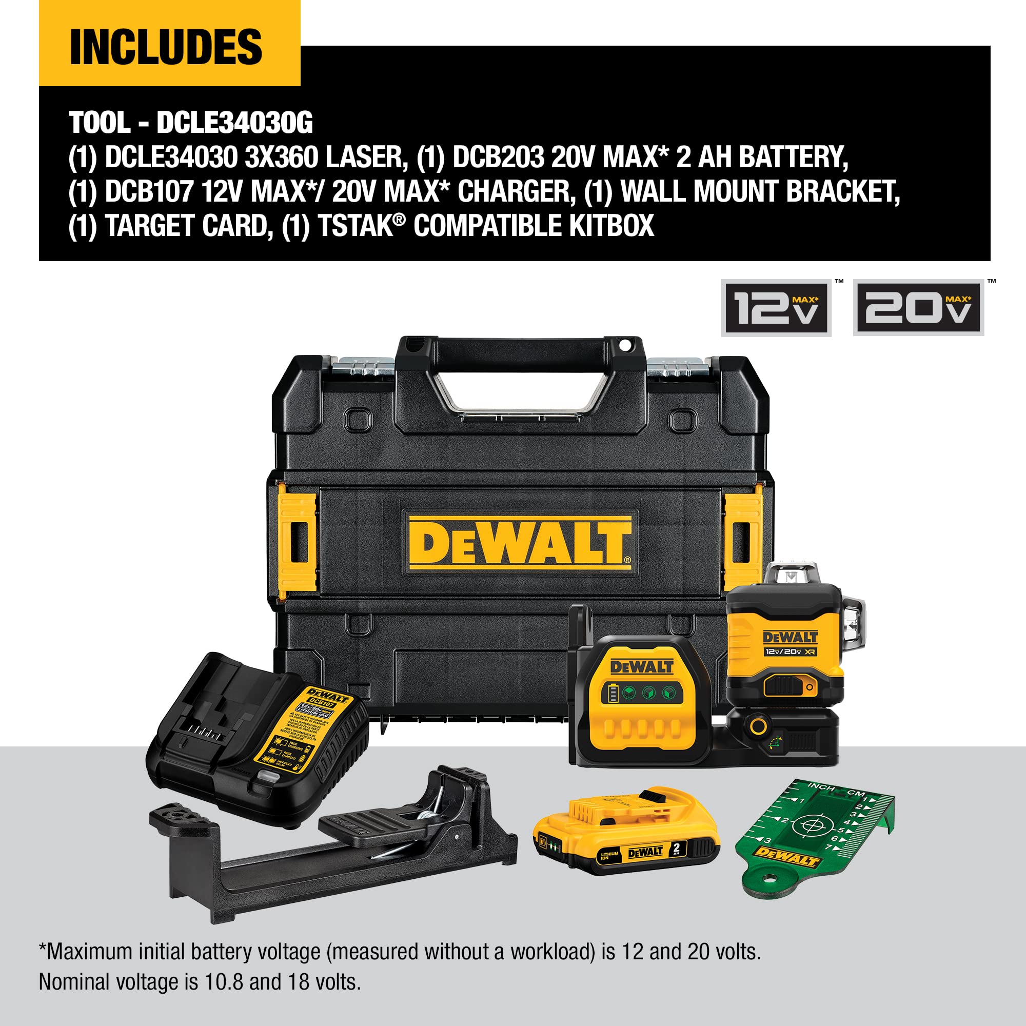 Foto 4 pulgar | Nivel Láser Dewalt Dcle34030g 20v/12v Max 3 X 360 Green - Venta Internacional.