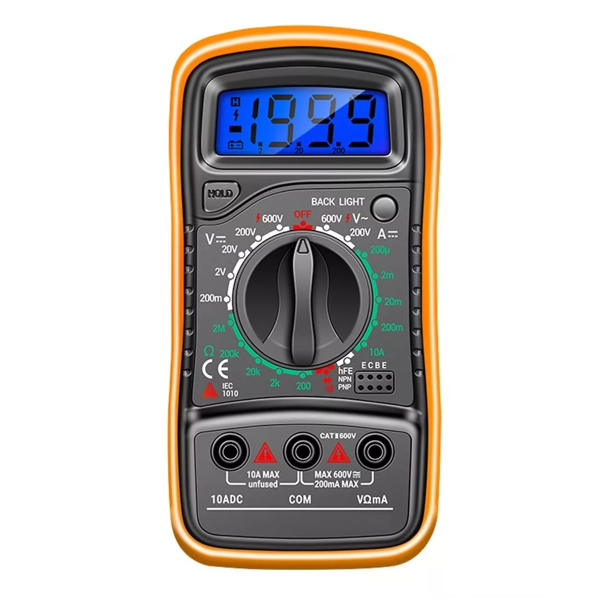 Multímetro Digital Lcd Portátil  Eo Safe Imports Esi-5885 Naranja