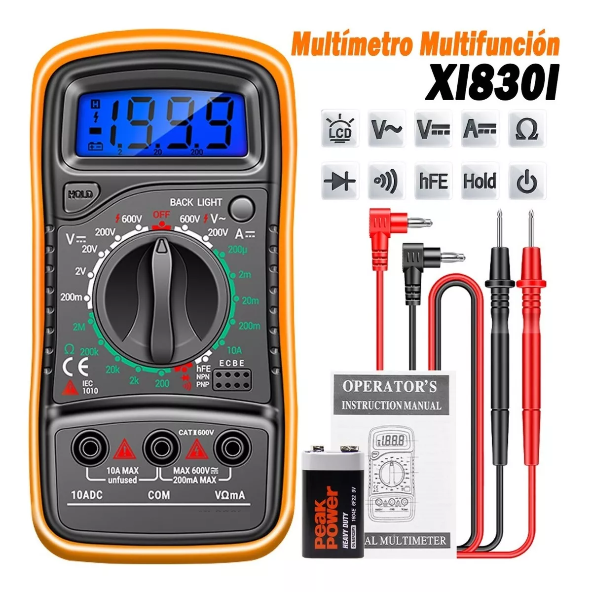 Foto 3 pulgar | Multímetro Digital Lcd Portátil  Eo Safe Imports Esi-5885 Naranja