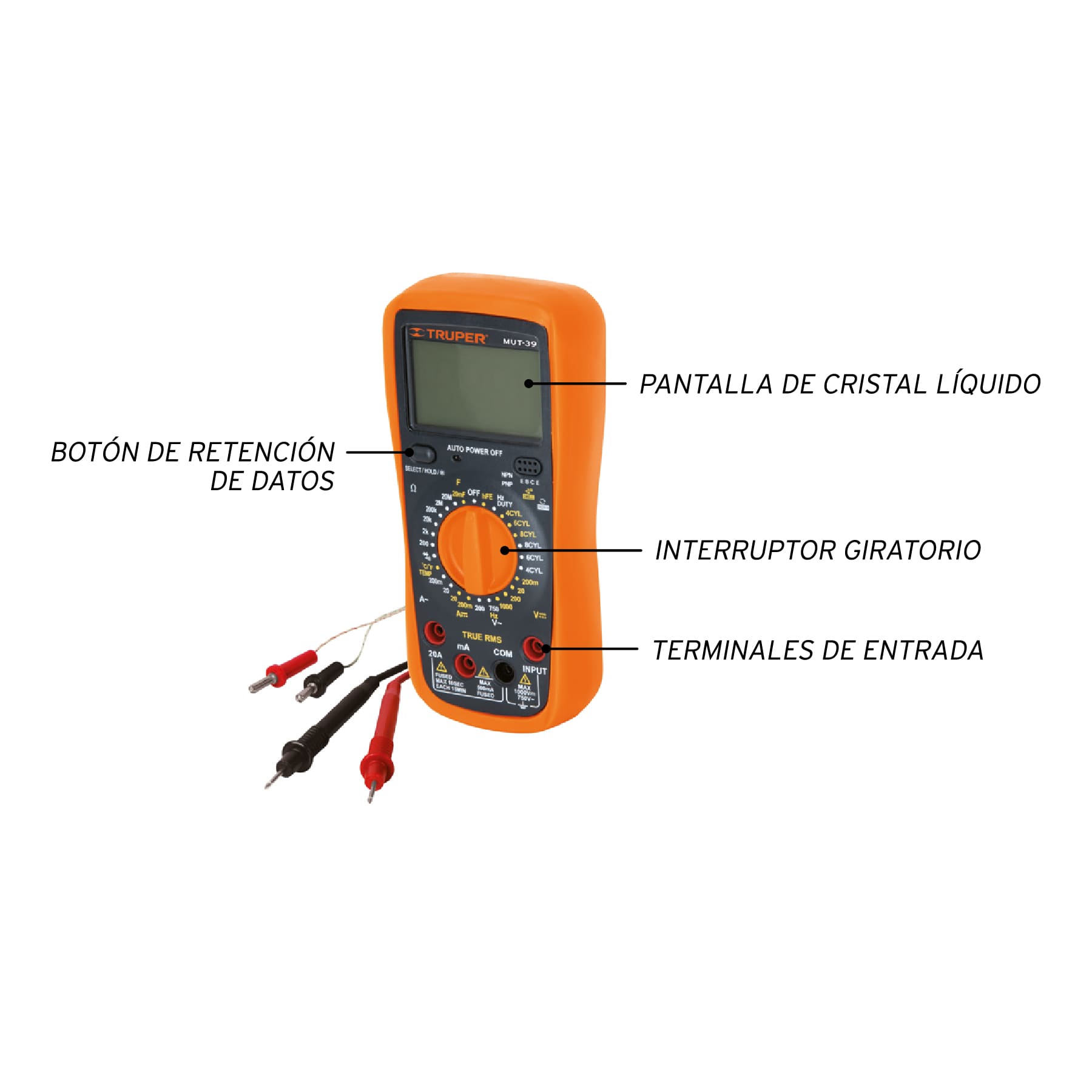 Foto 3 pulgar | Multímetro Truper Profesional color Naranja