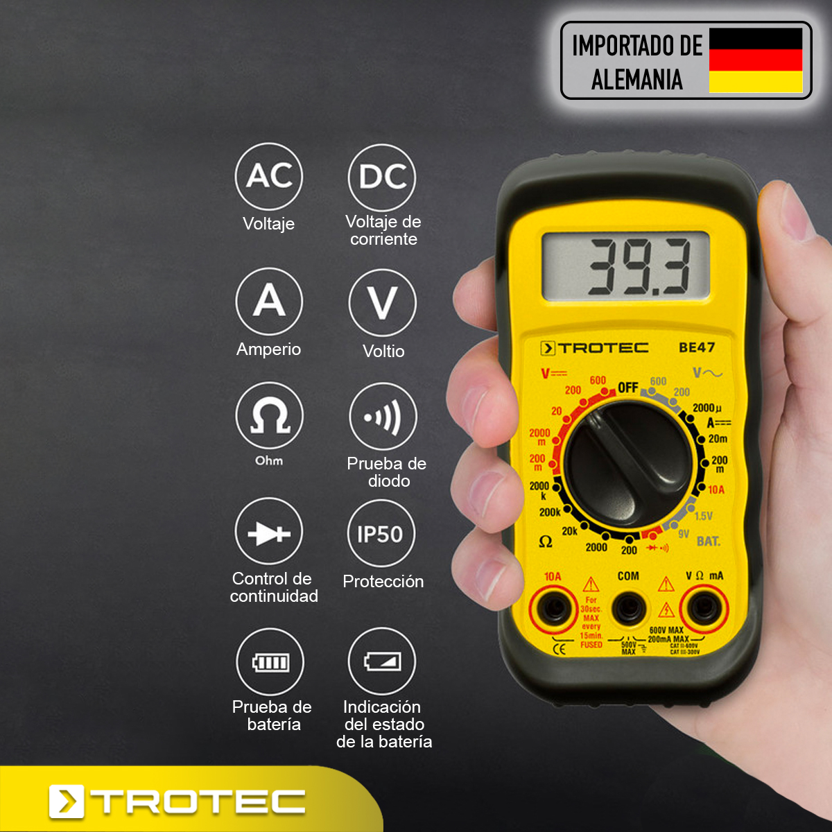 Foto 2 | Multímetro Digital Ergonómico  Industrial Portátil 7 Funciones Be47 Trotec