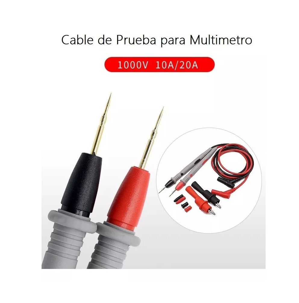 Foto 3 pulgar | Kit Punta Multimetro Digital Prueba Cable Universal 20amp Gris/negro/rojo