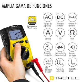 Foto 5 | Multímetro Digital por Bluetooth 10 Funciones True Rms Be52 Trotec Catiii 600 V / 10 A