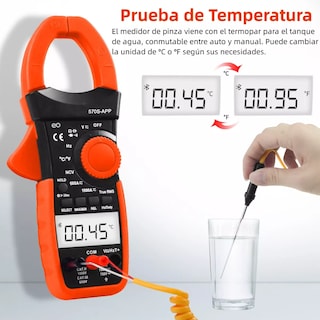 Foto 2 | Pinza Amperimétrica Bluetooth Digital Eo Safe Imports Esi-12537-1 Multicolor