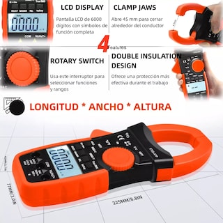 Foto 3 | Pinza Amperimétrica Bluetooth Digital Eo Safe Imports Esi-12537-1 Multicolor
