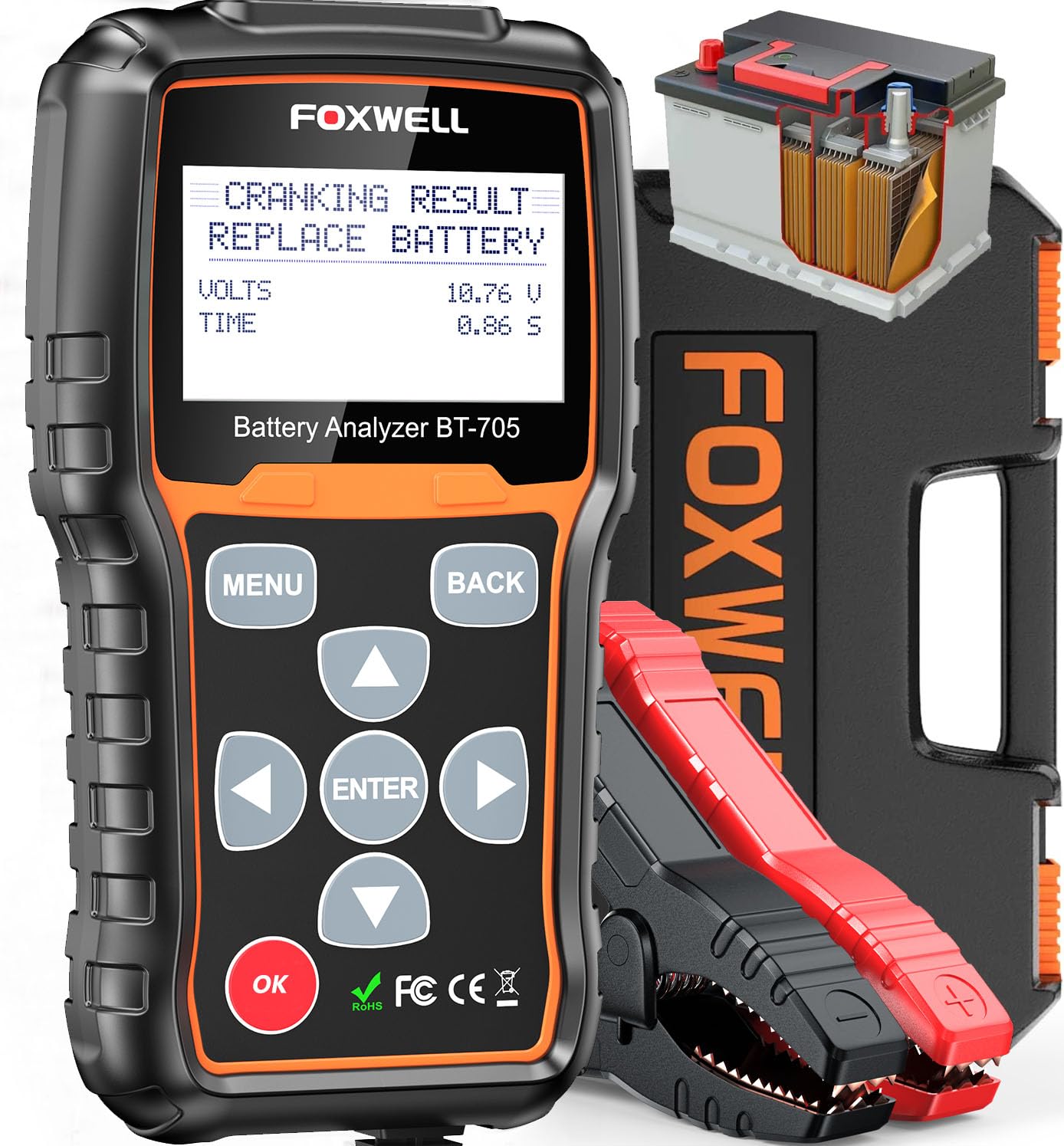 Foto 2 pulgar | Probador De Baterías De Coche Foxwell Bt705, 12 V, 24 V, 100-2000 Cca, Carga - Venta Internacional.