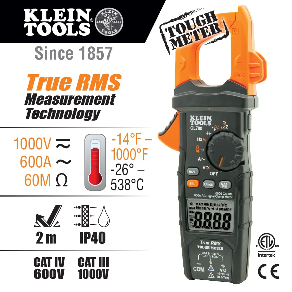 Foto 3 pulgar | Pinza Amperimétrica Digital Klein Tools Cl700 Auto Ranging 600a - Venta Internacional.