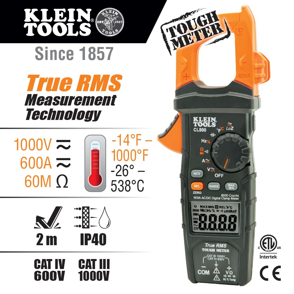 Foto 3 pulgar | Pinza Amperimétrica Digital Klein Tools Cl800 Auto Ranging Trms - Venta Internacional.
