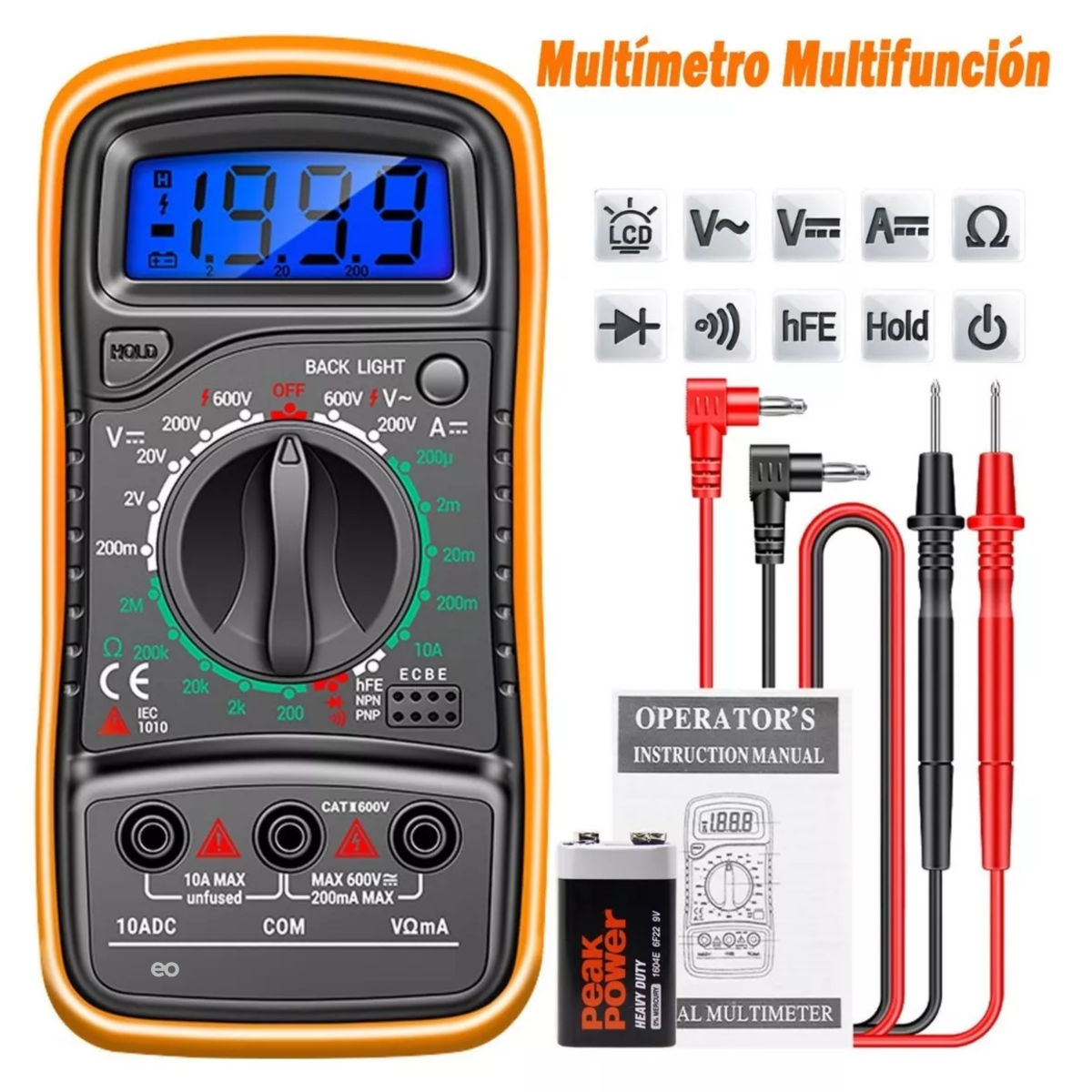 Foto 4 pulgar | Multímetro Digital Lcd Portátil Eo Safe Imports Esi-5187-1 Amarillo