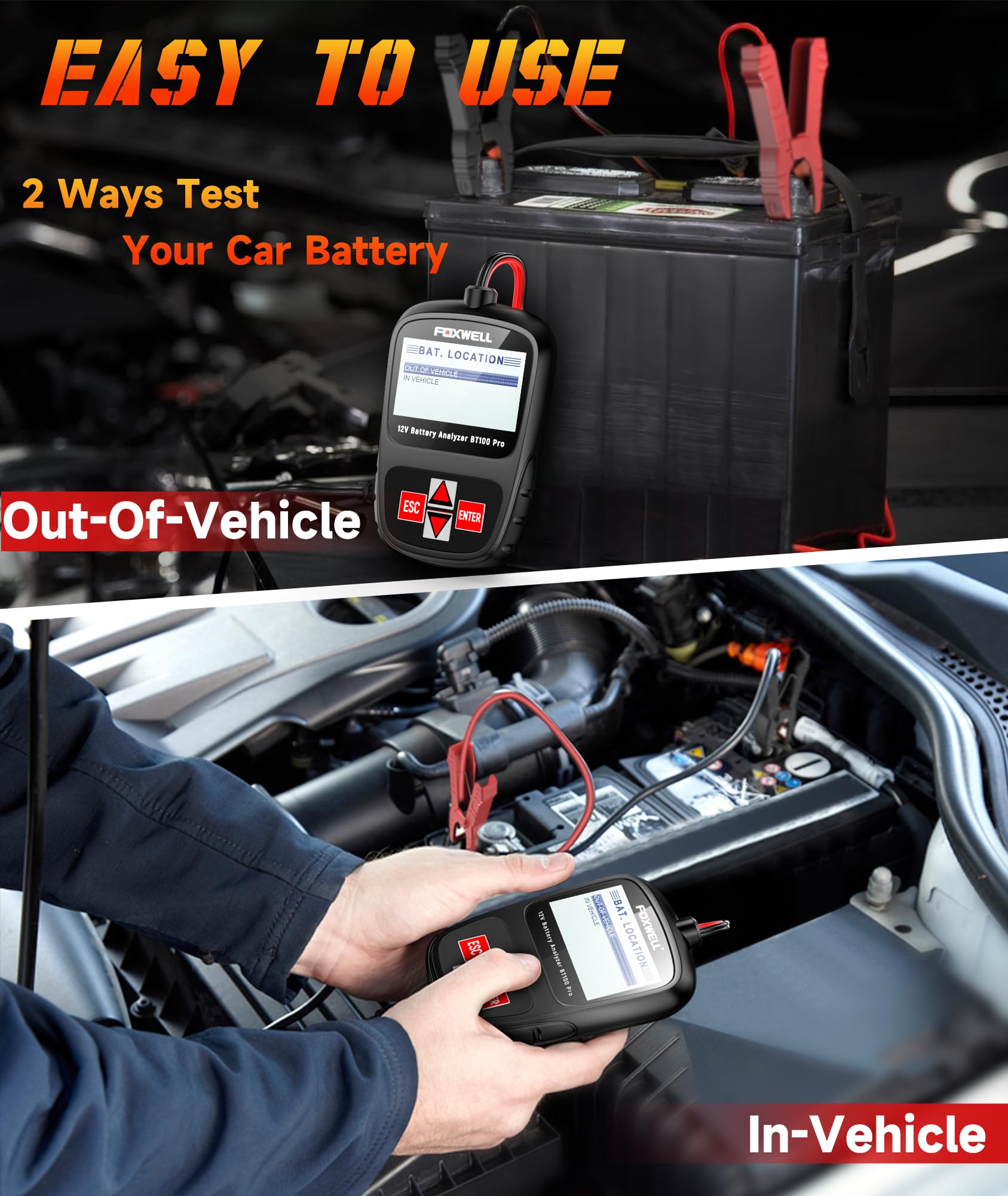 Foto 5 pulgar | Comprobador De Baterías De Coche Foxwell Bt100 Pro, 12 V, 100-1100 Cca, Carga - Venta Internacional.