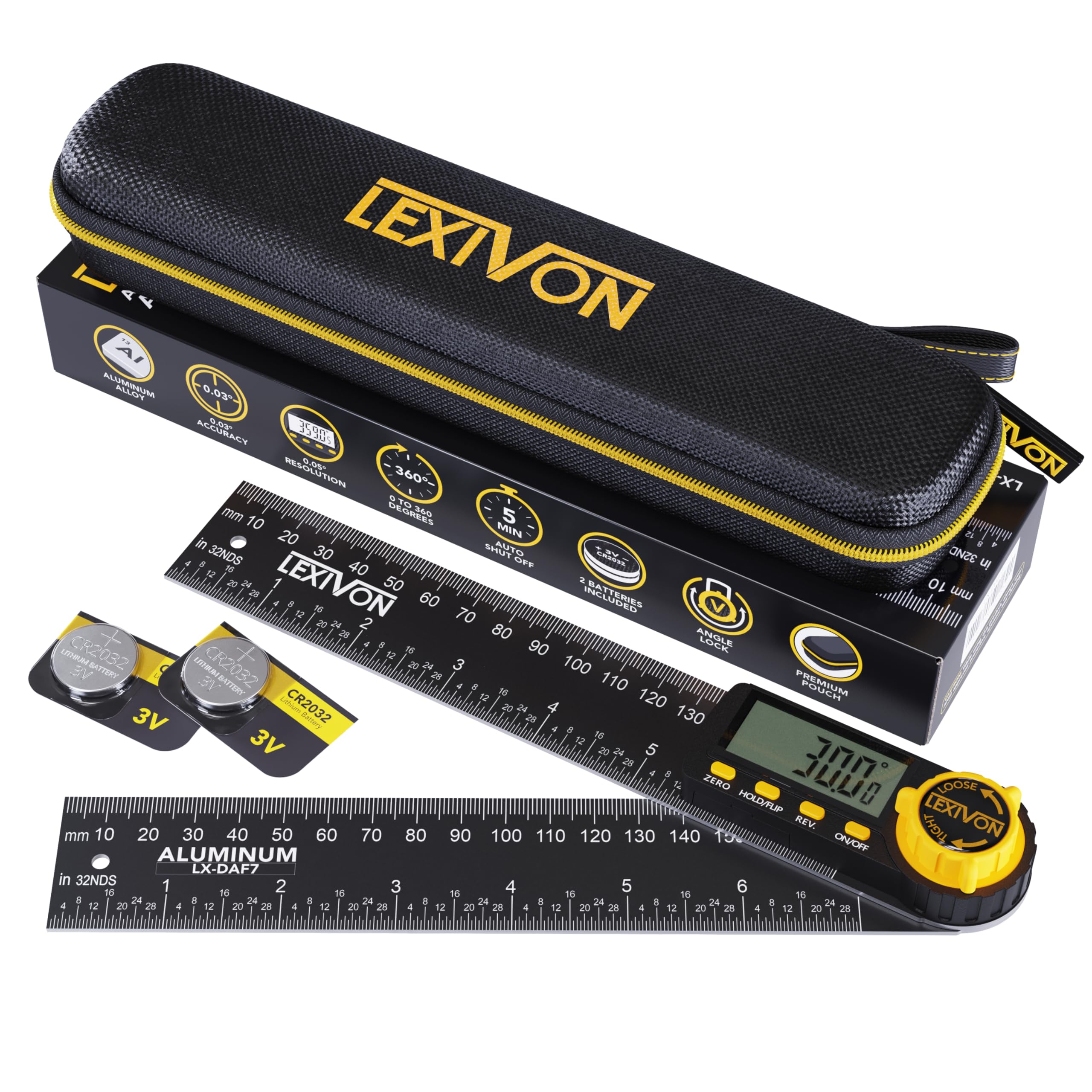 Foto 1 | Buscador Digital De Ángulos Lexivon De Aluminio De 180 Mm Con Pantalla Xl - Venta Internacional.