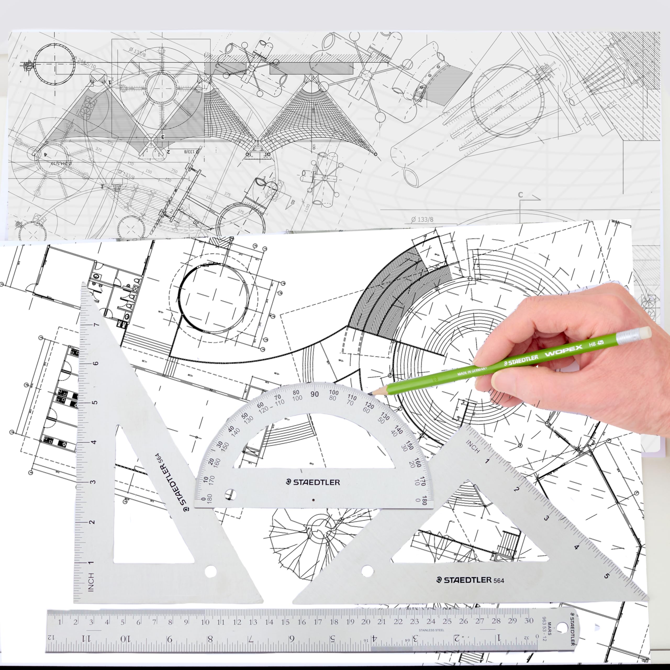 Foto 4 pulgar | Set De Matemáticas Staedtler De Acero Inoxidable Con Regla, 2 Triángulos - Venta Internacional.