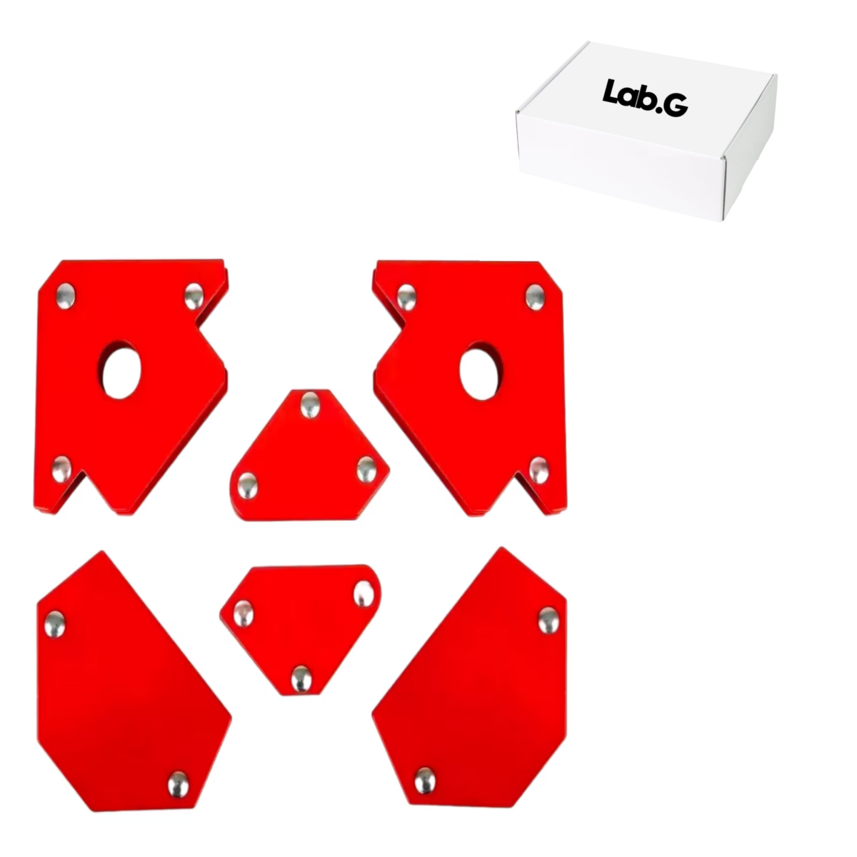 Foto 1 | Kit De 6 Escuadra Magnética Para Soldar Lab.g Rojo