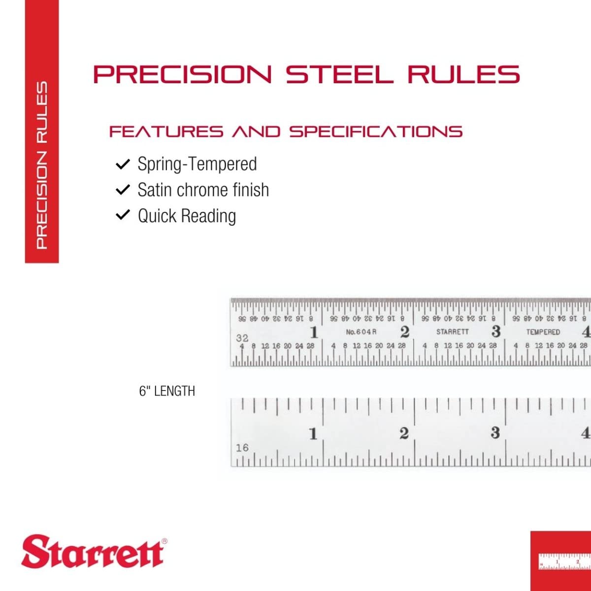 Foto 3 pulgar | Steel Rule Starrett C604r-6 De 15 Cm Con Acabado Cromado Satinado - Venta Internacional.