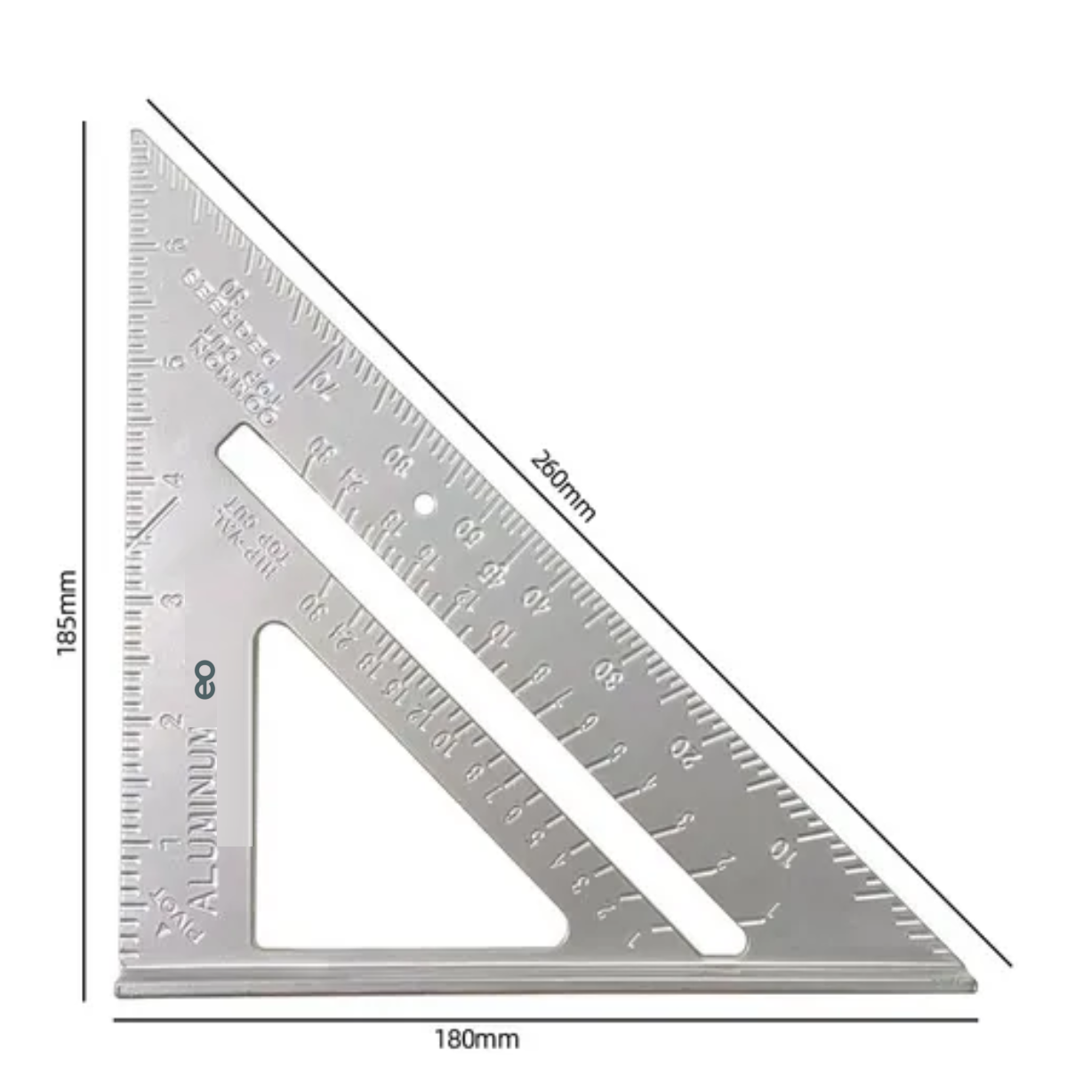 Foto 2 | Regla Triangular Plaza Del Carpintero Medición Herramientas Eo Safe Imports Esi-19412 Plata