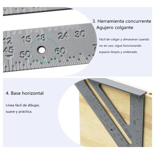 Foto 4 | Regla Triangular Plaza Del Carpintero Medición Herramientas Eo Safe Imports Esi-19412 Plata